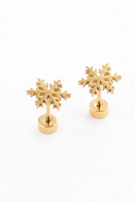 Gold Snowflake Stud Earrings - Pip Pop Post
