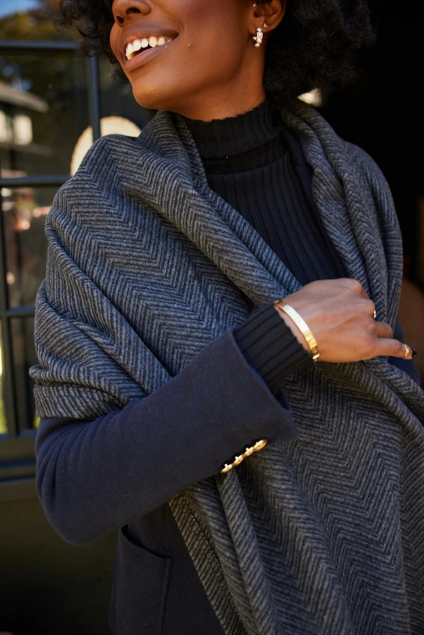 Ash Herringbone Shawl - Chappy Wrap