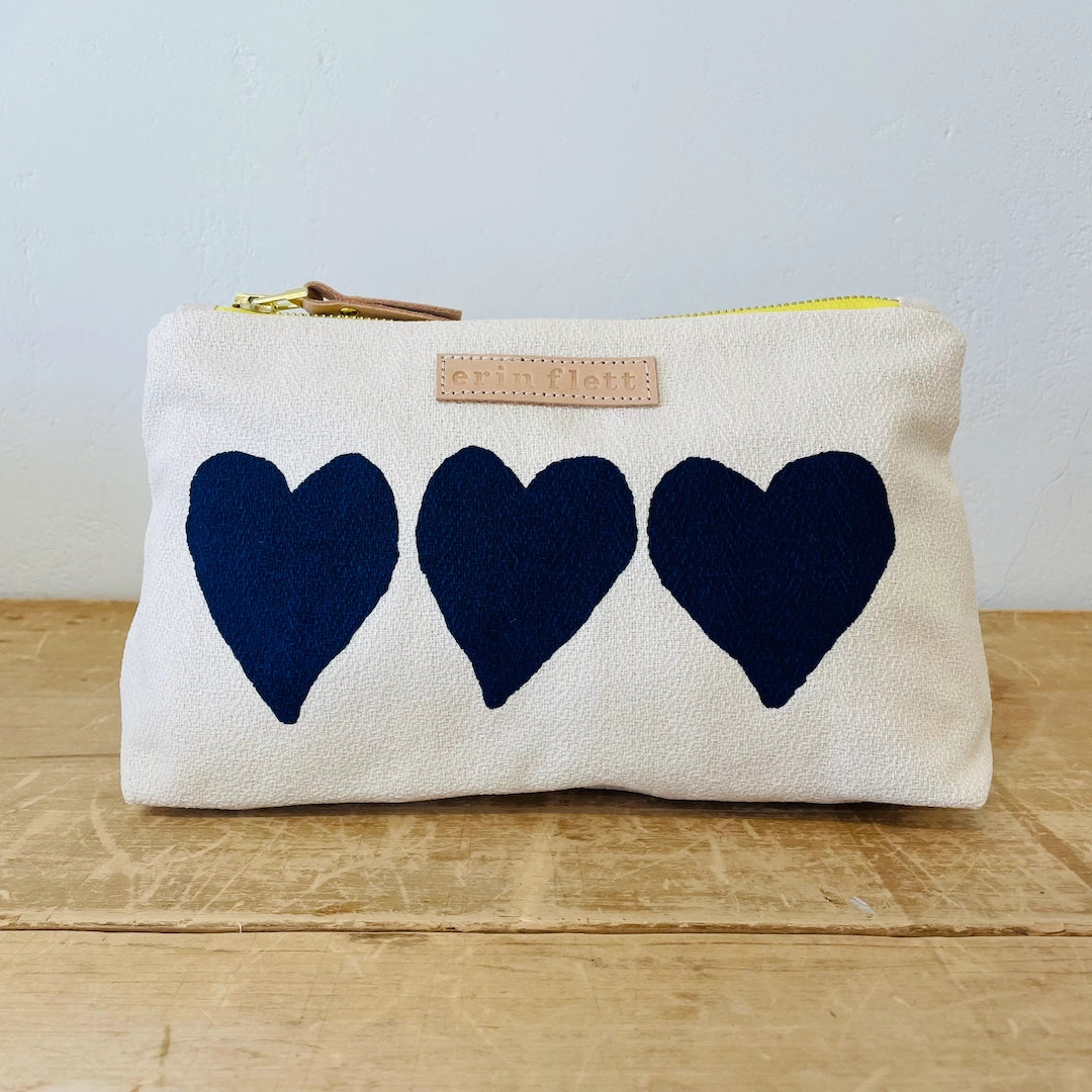 Navy Hearts Makeup Bag - Erin Flett | MADE IN MAINE