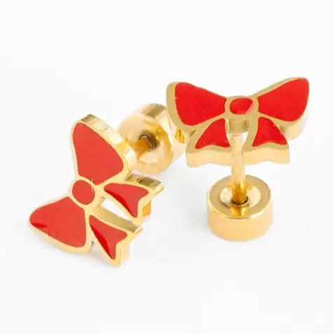 Red Bow Stud Earrings - Pip Pop Post