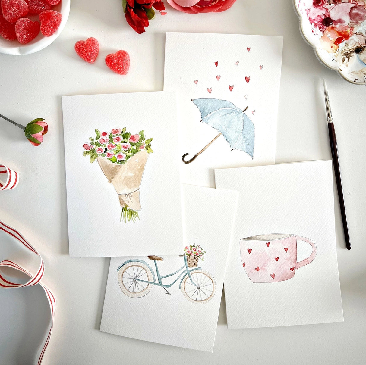 Valentine's Love Note Paintable Notecards - emily lex studio
