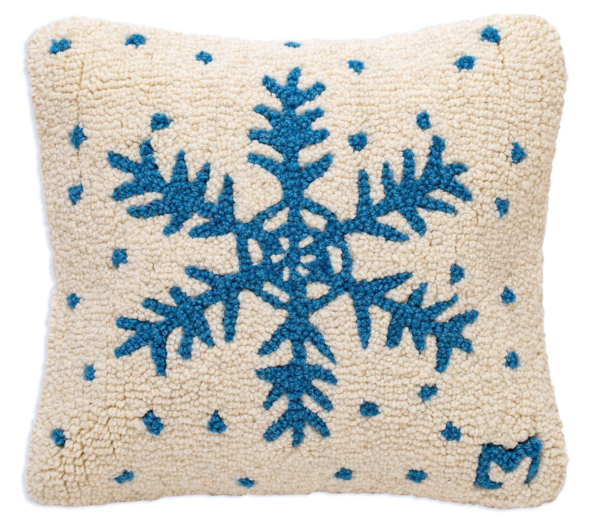 Icy Snowflake 14 x 14 Hand-Hooked Wool Pillow - Chandler 4 Corners