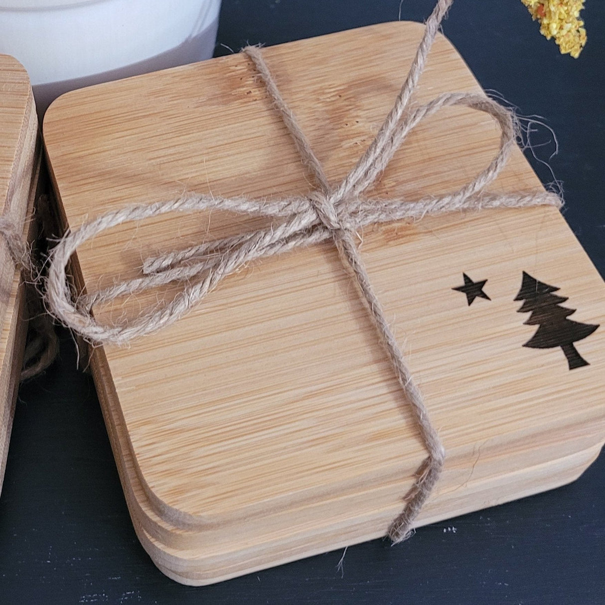 Maine Flag Pine and Star Coasters (Set of 4) - Snowdon Custom - The Woods Maine