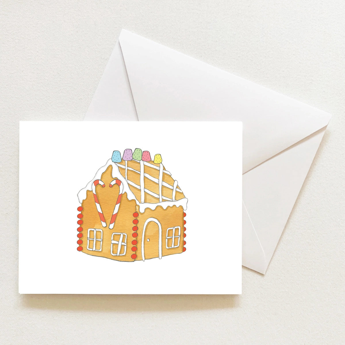 Gingerbread Cottage Individual Note Card - Sara Fitz