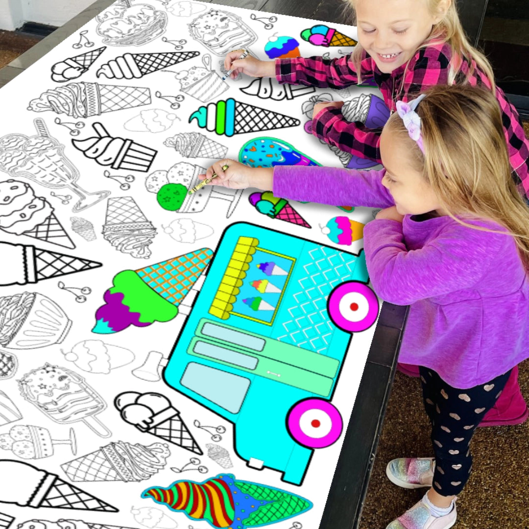 Ice Cream Coloring Tablecloth - Creative Crayons Workshop