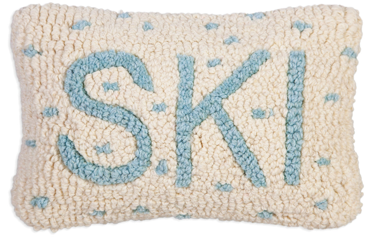 Ski Snowflakes 8x12 Hand-Hooked Wool Pillow - Chandler 4 Corners