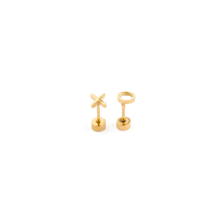 Hug + Kiss Stud Gold Earrings - Pip Pop Post