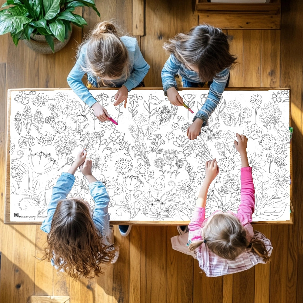 Wildflowers Coloring Tablecloth - Creative Crayons Workshop