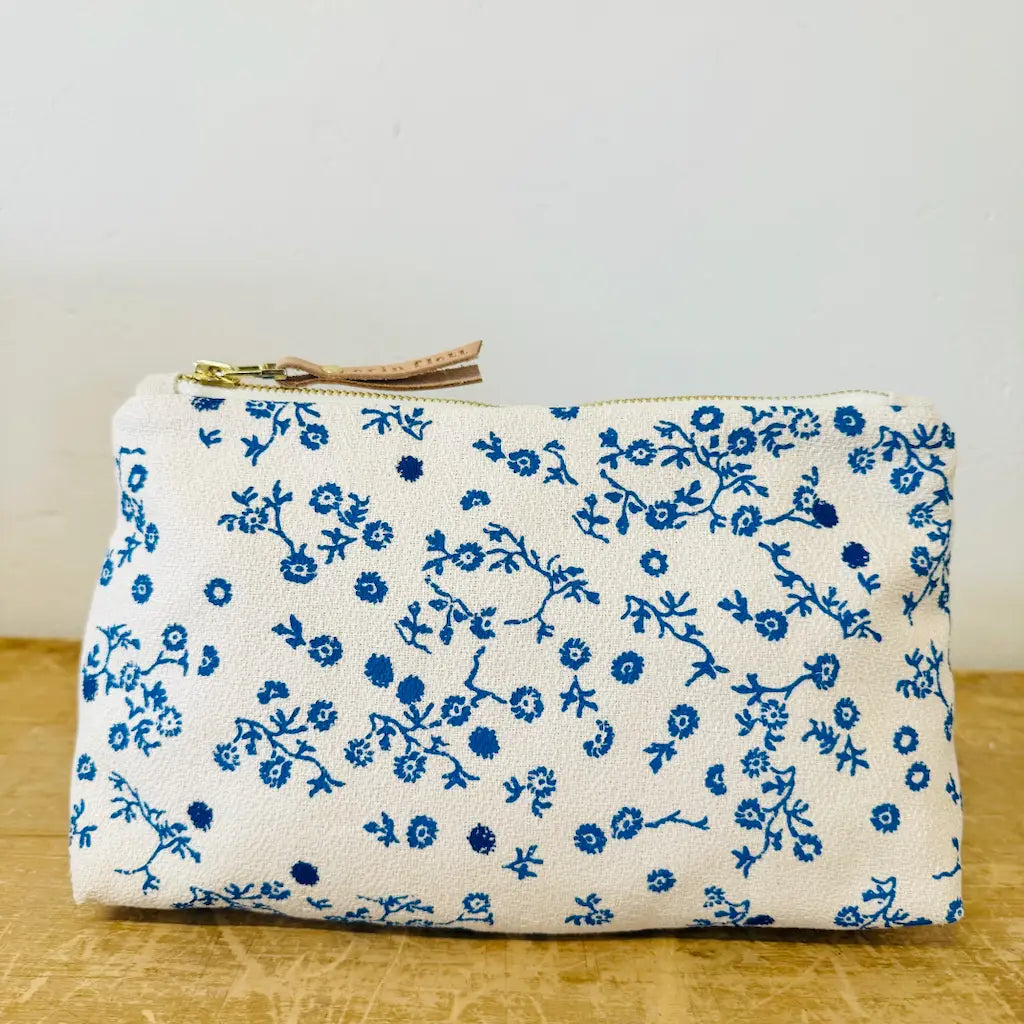 Royal Blue Floral Vines Makeup Bag - Erin Flett | MADE IN MAINE