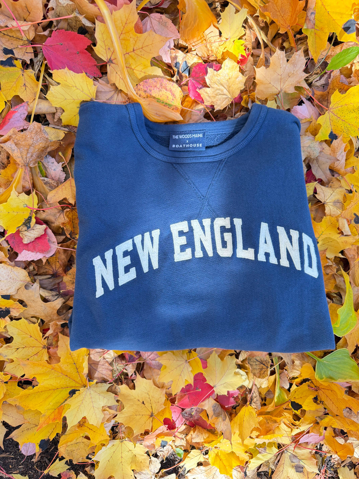 The Woods Maine® x Boathouse French Terry NEW ENGLAND Crewneck | MADE IN THE USA