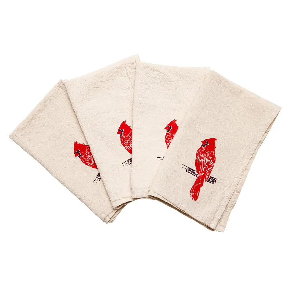 Red Cardinal 100% Cotton Cloth Napkins (Set of 4) - Cinder + Salt