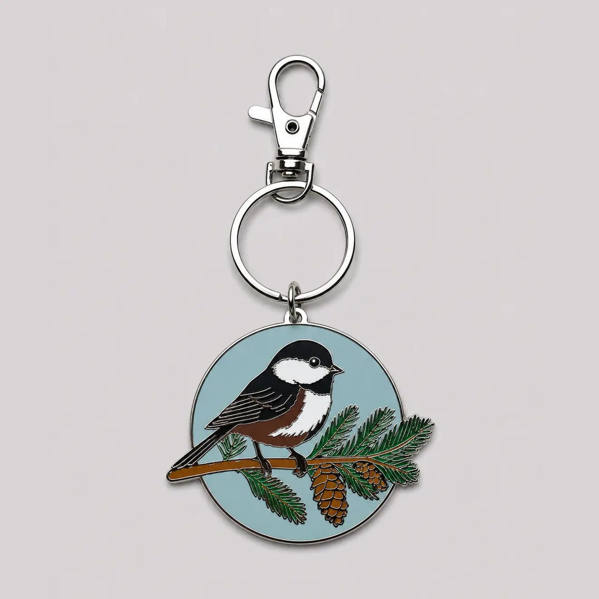 Chickadee Enamel Keychain - Reclaimed Maine