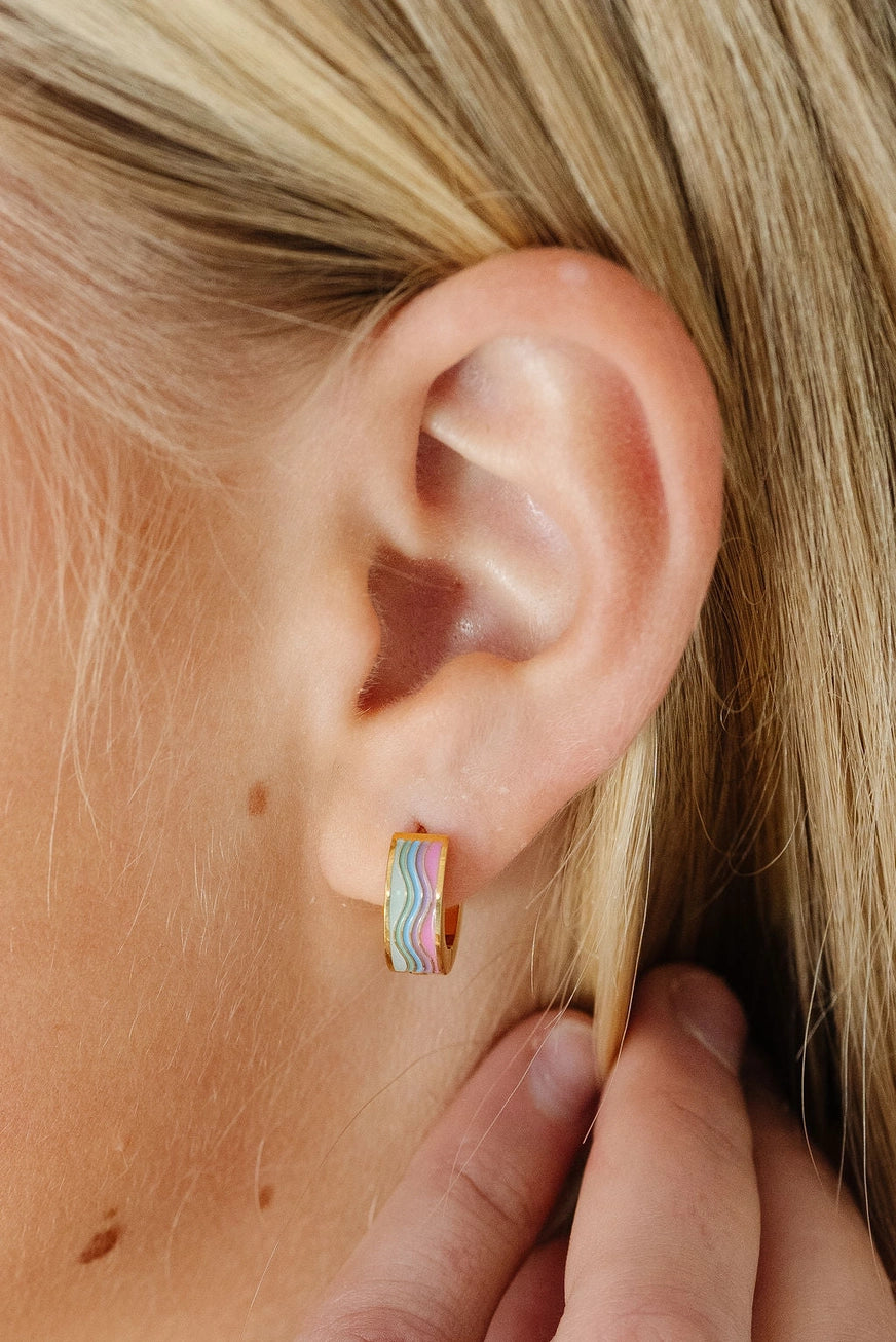 Pastel Rainbow Hoop Earrings - Pip Pop Post