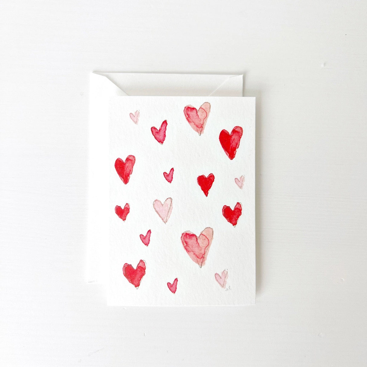 Red and Pink Hearts Mini Notecard - emily lex studio