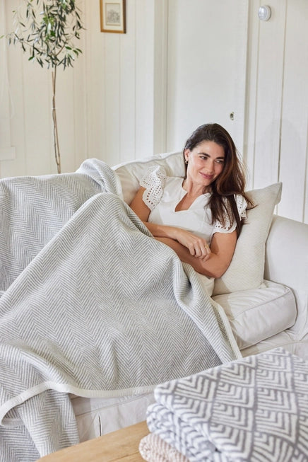 Harborview Herringbone Light Grey Original Blanket - Chappy Wrap
