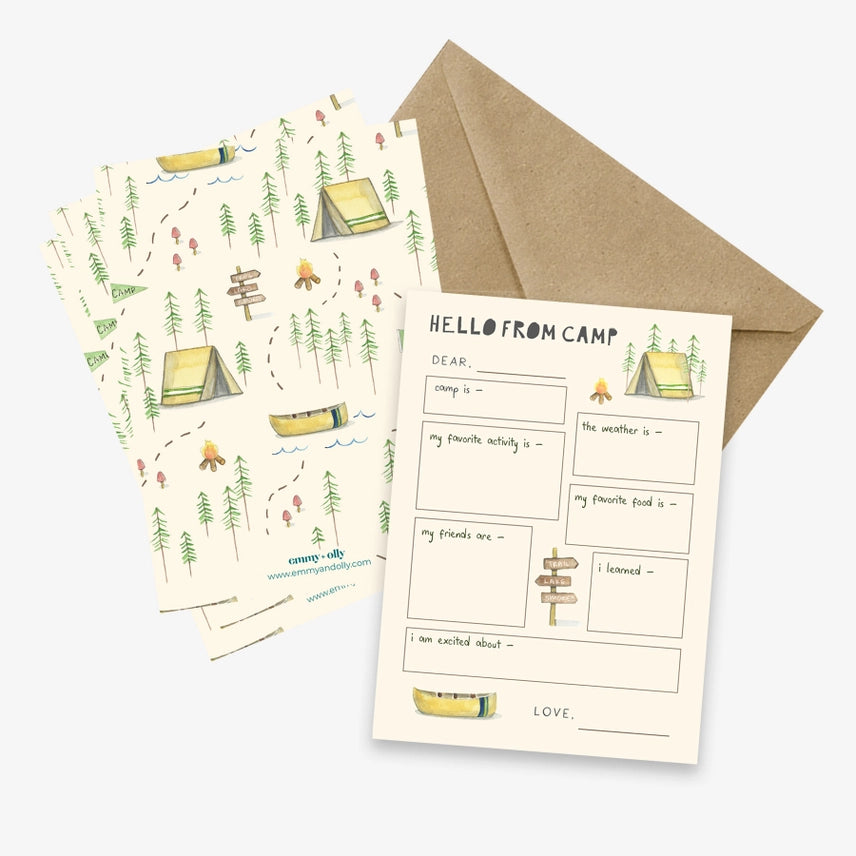Hello From Camp Stationery Cards + Envelopes (Set of 10) - Emmy + Olly