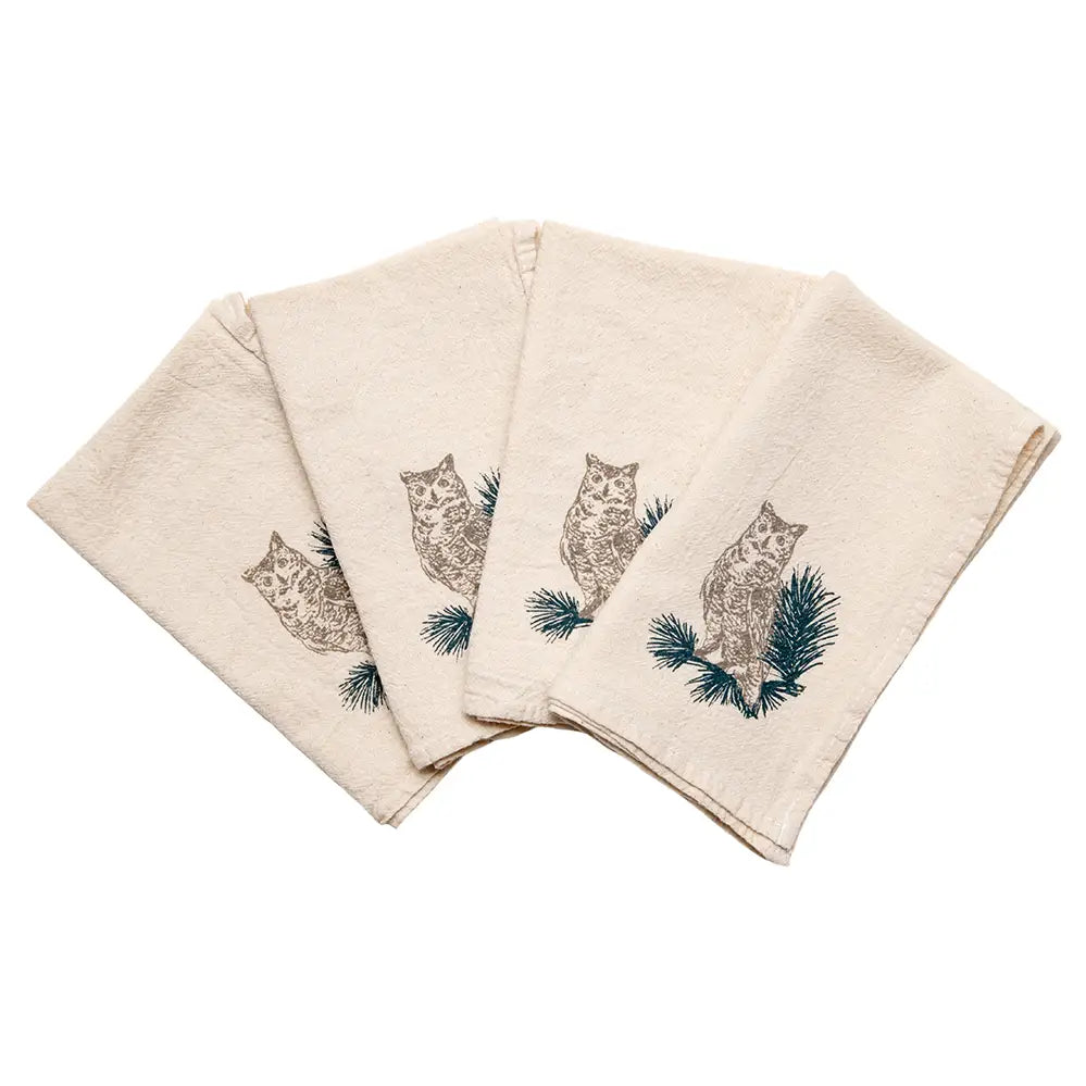 Horned Owl 100% Cotton Cloth Napkins (Set of 4) - Cinder + Salt
