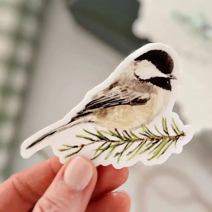 Watercolor Chickadee Sticker - emily lex studio