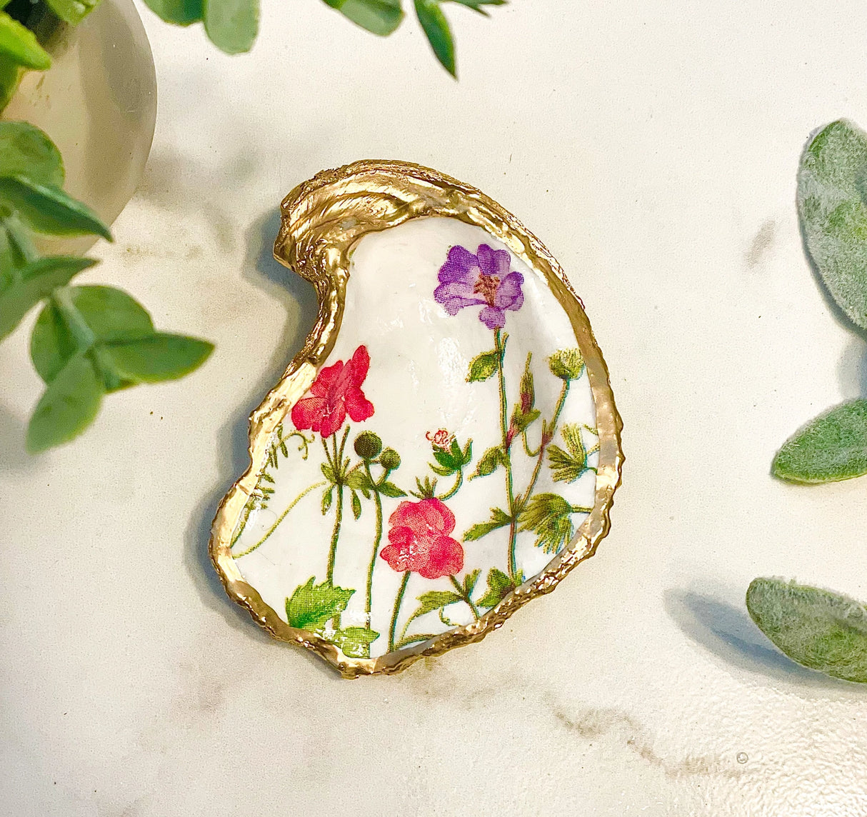 Wildflowers Oyster Trinket Dish - Alison Brooke Designs | Handmade in Maine