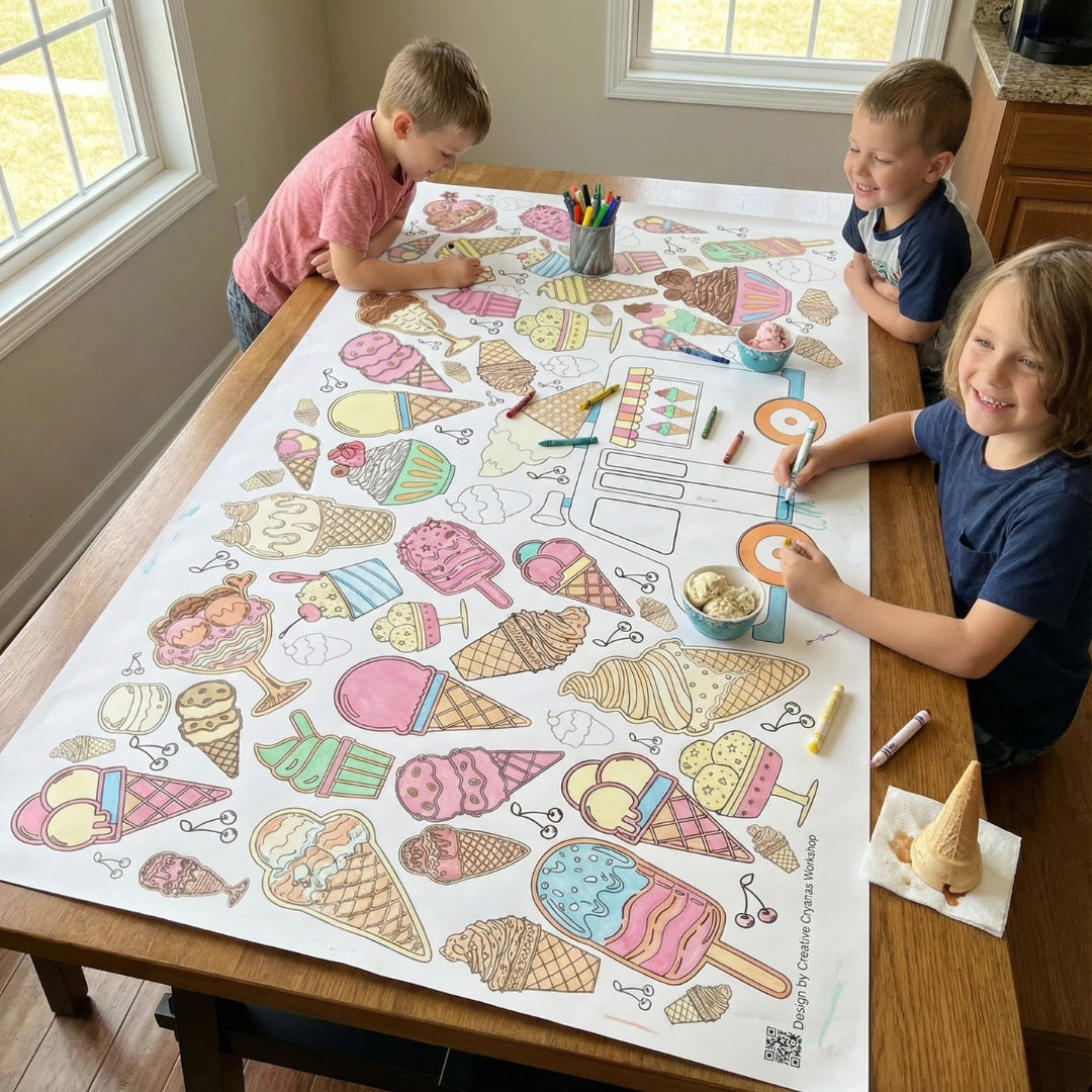 Ice Cream Coloring Tablecloth - Creative Crayons Workshop