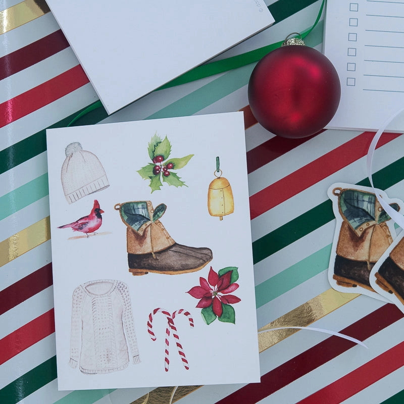 Holiday Watercolor Boxed Note Card Set - Finding Silver Pennies