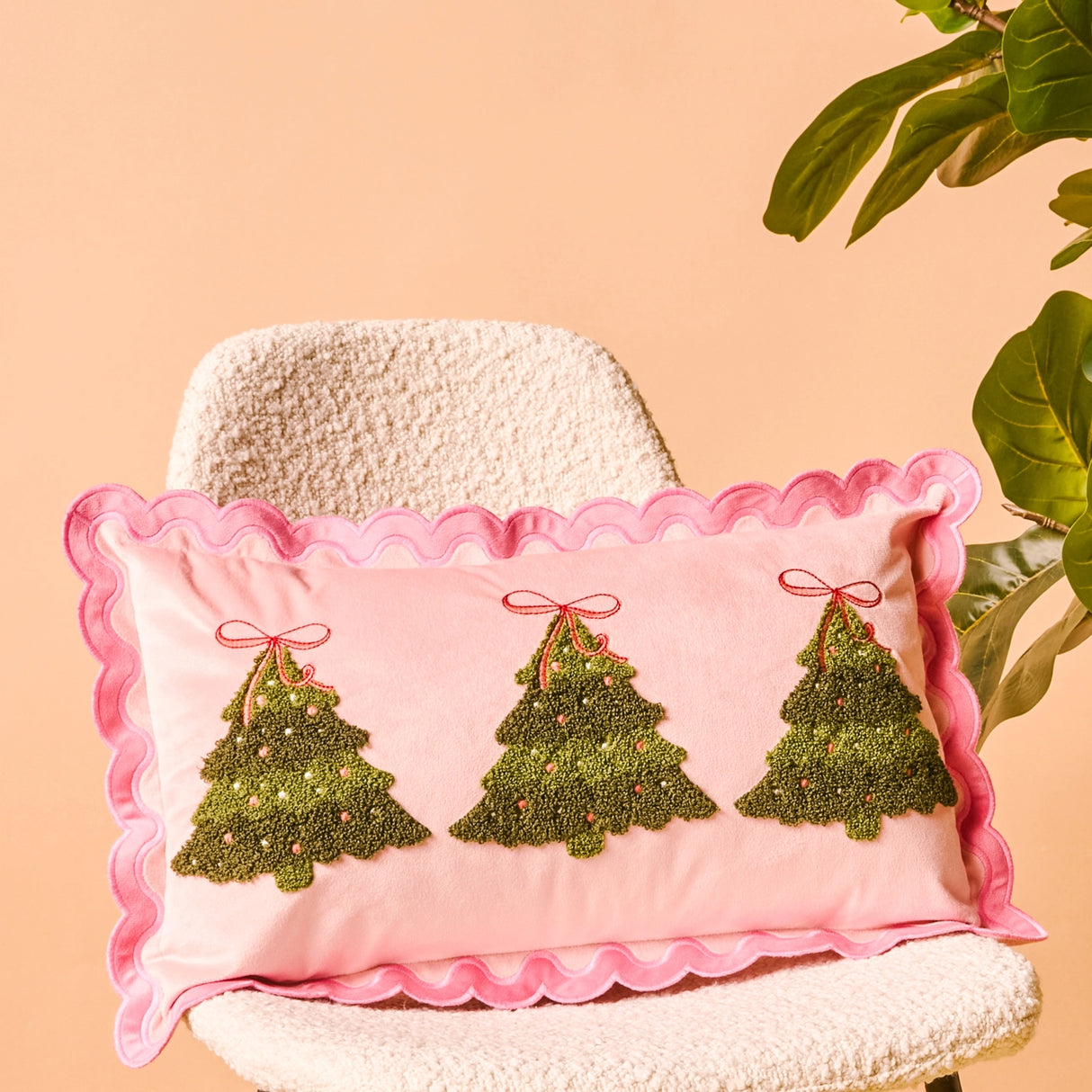 Twinkling Trees Scalloped Rectangle Pillow - The Darling Effect