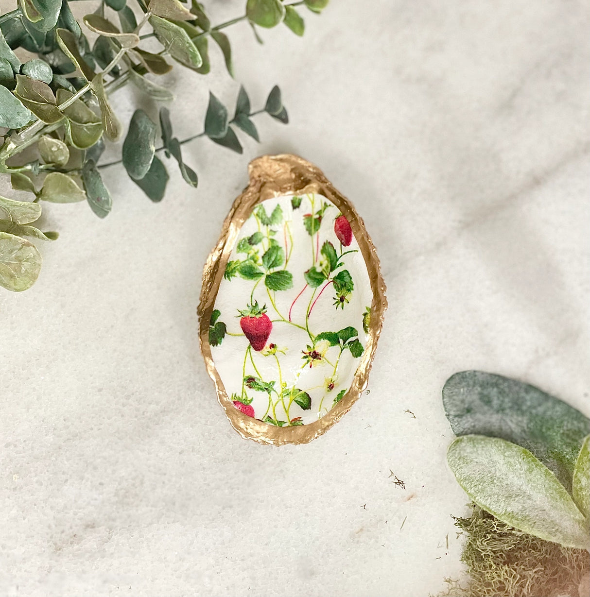 Strawberry Fields Oyster Trinket Dish - Alison Brooke Designs | Handmade in Maine