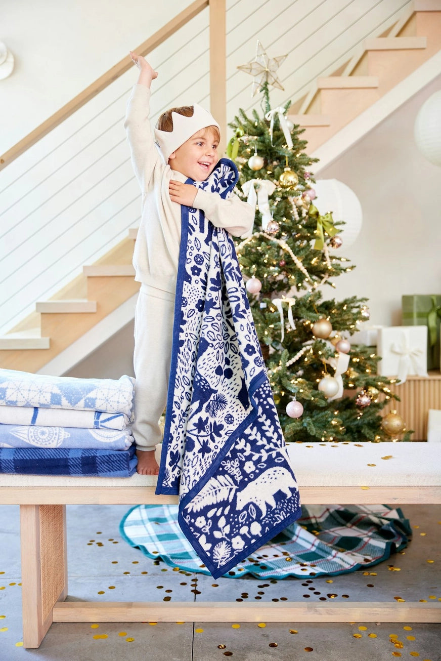 Whimsical Woods Navy Mini Blanket - Chappy Wrap