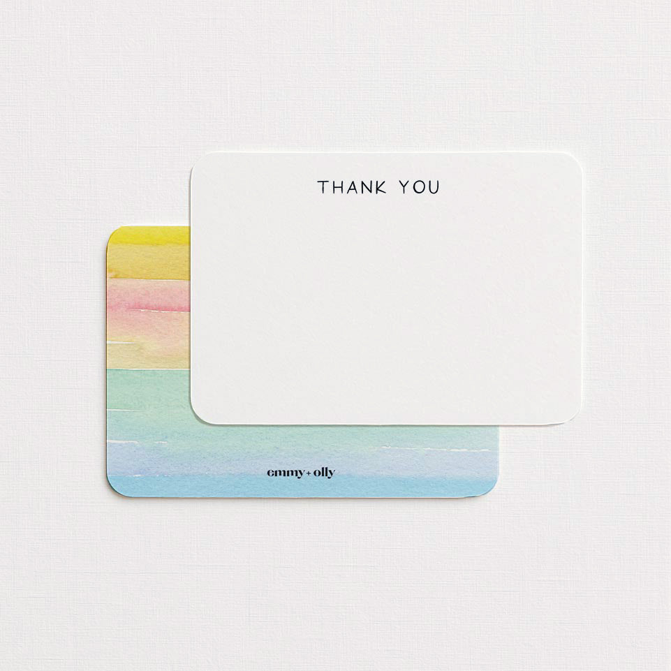 Watercolor Thank You Flat Notecard Box (Set of 10) - Emmy + Olly