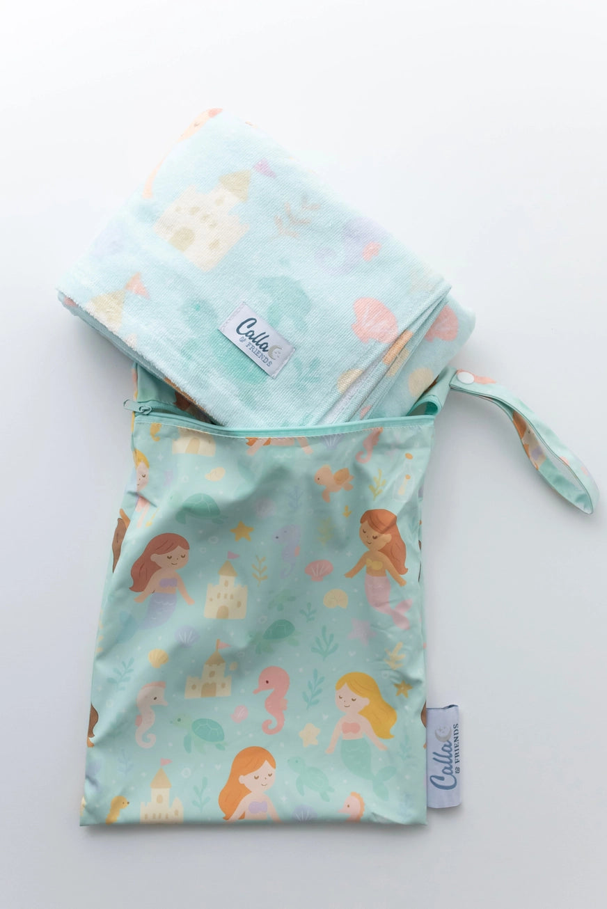 Mermaid Cove Maverick Kids Beach Towel + Wet Bag - Calla & Friends