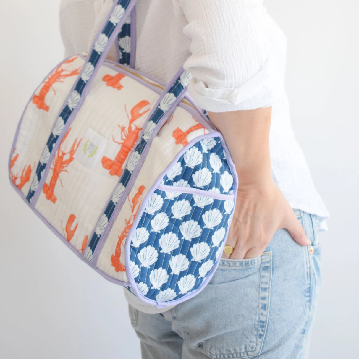 Lobster and Shells Cotton Purse - Sara Fitz