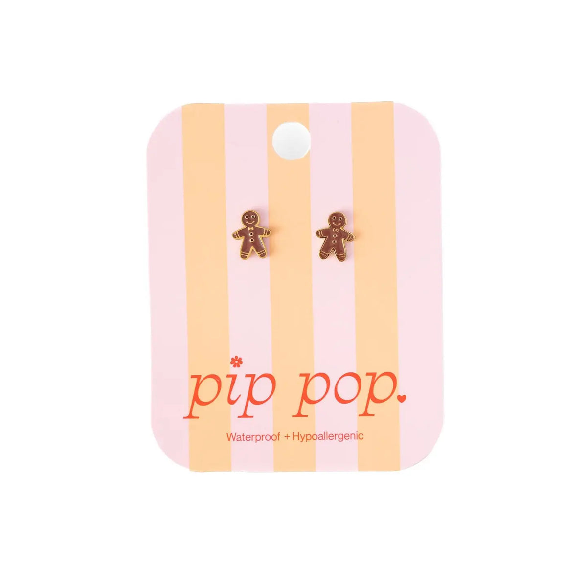 Gingerbread Man Gold Stud Earrings - Pip Pop Post