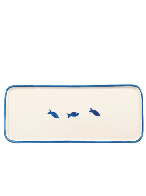 Blue Fish Stoneware Plate - Zafferano America
