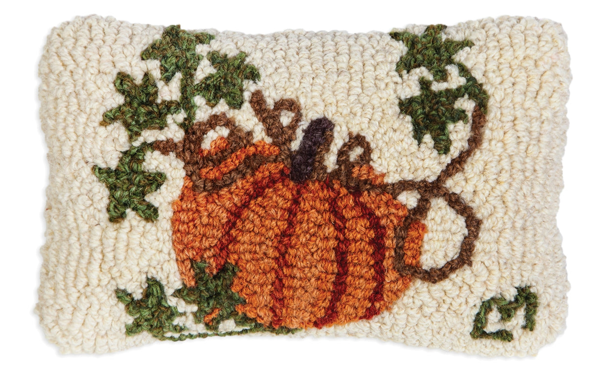 Pumpkin Vines 8 x 12 Hand-Hooked Wool Pillow - Chandler 4 Corners