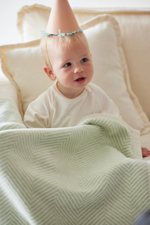 Harborview Herringbone Sprout Green Mini Baby Blanket - Chappy Wrap
