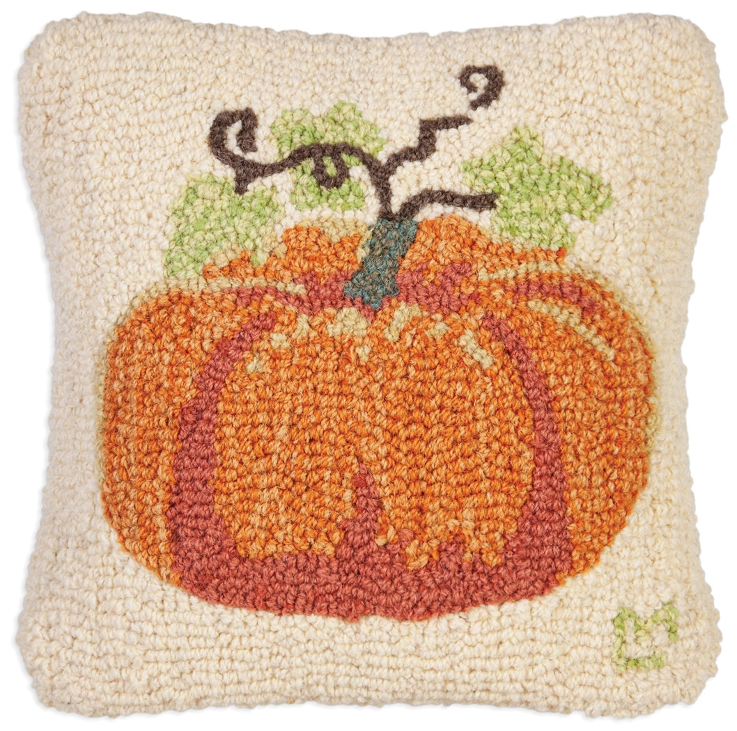 Perfect Pumpkin 14 x 14 Hand-Hooked Wool Pillow - Chandler 4 Corners