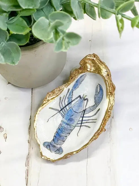 Blue Lobster Oyster Trinket Dish - Alison Brooke Designs | Handmade in Maine - The Woods Maine