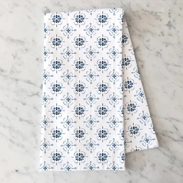 Blue & White Medallion Kitchen Tea Towel - Gert & Co - The Woods Maine