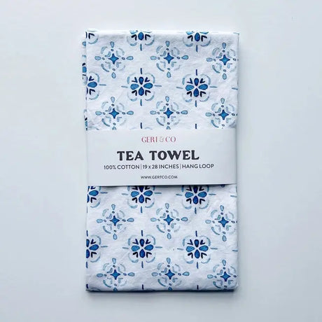 Blue & White Medallion Kitchen Tea Towel - Gert & Co - The Woods Maine