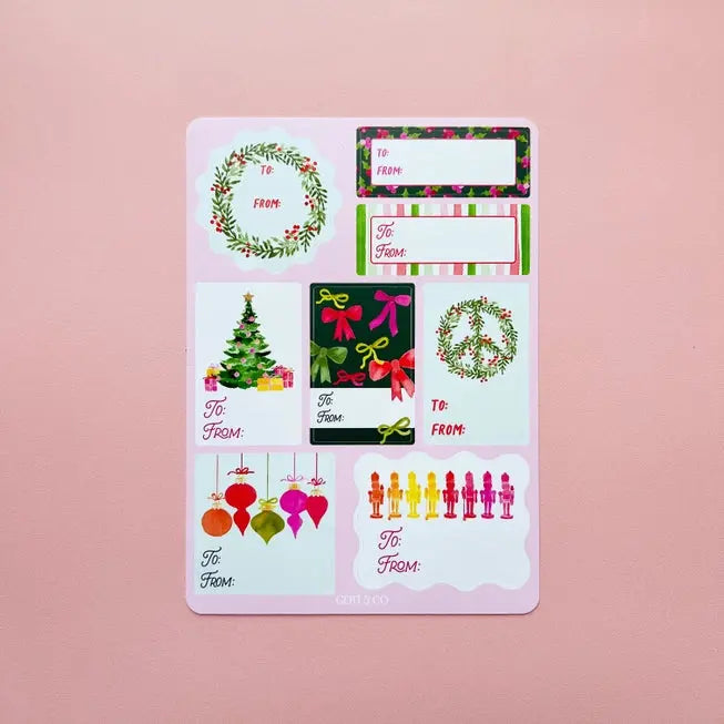 Holiday Gift Tag Sticker Sheet - Gert & Co - The Woods Maine