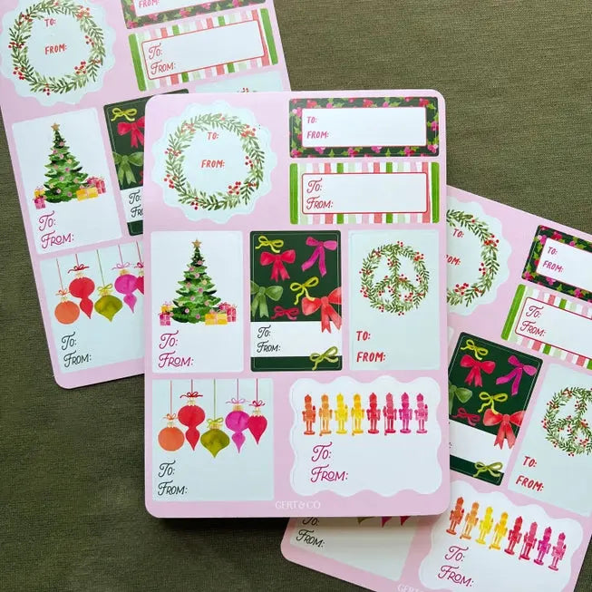 Holiday Gift Tag Sticker Sheet - Gert & Co - The Woods Maine