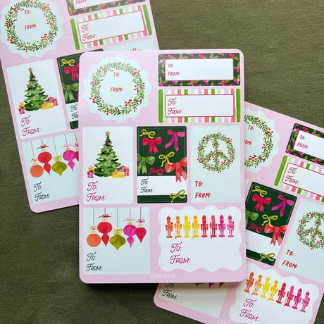 Holiday Gift Tag Sticker Sheet - Gert & Co - The Woods Maine