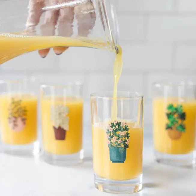 Houseplants Mini Juice Glasses (Set of 4) - One Canoe Two Paper Co. - The Woods Maine