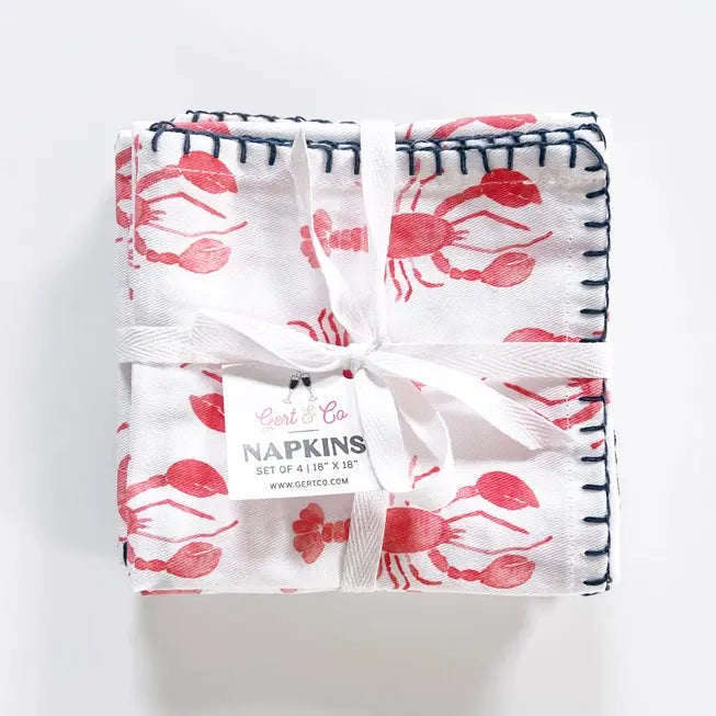 Maine Lobster Cotton Napkin Set - Gert & Co | Gifts from Maine - The Woods Maine