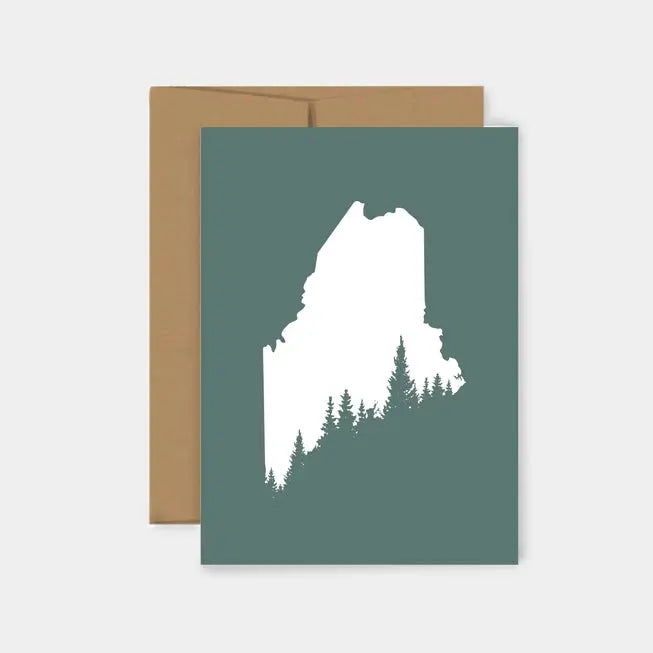 Maine Pine Tree Coast Greeting Card - Reclaimed Maine Reclaimed Maine