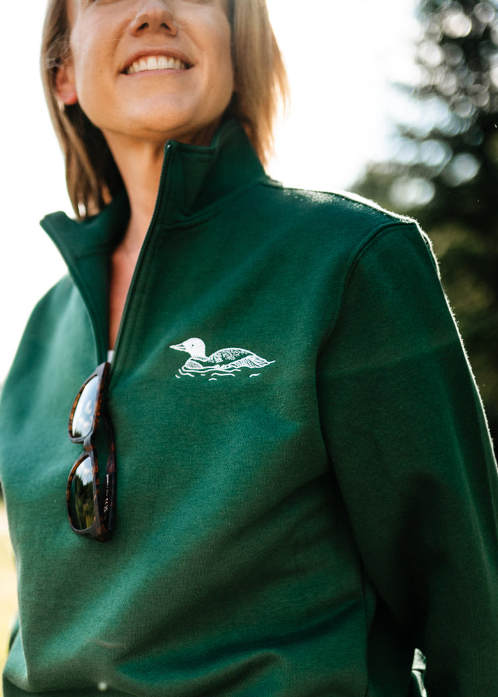 The Woods Maine® Loon Embroidered Adult Quarter Zip