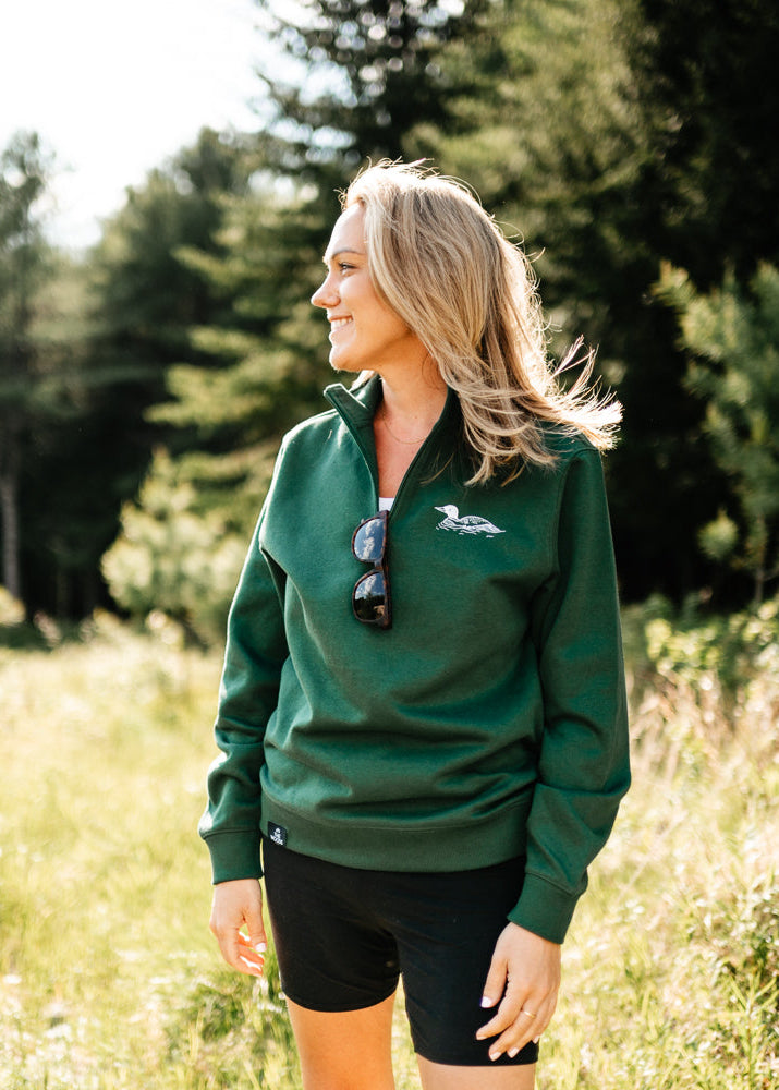 The Woods Maine® Loon Embroidered Adult Quarter Zip