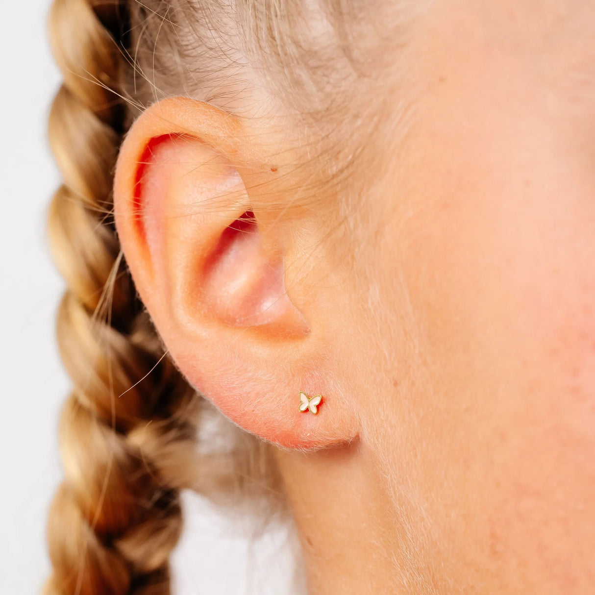 Pink Butterfly Stud Gold Earrings - Pip Pop Post