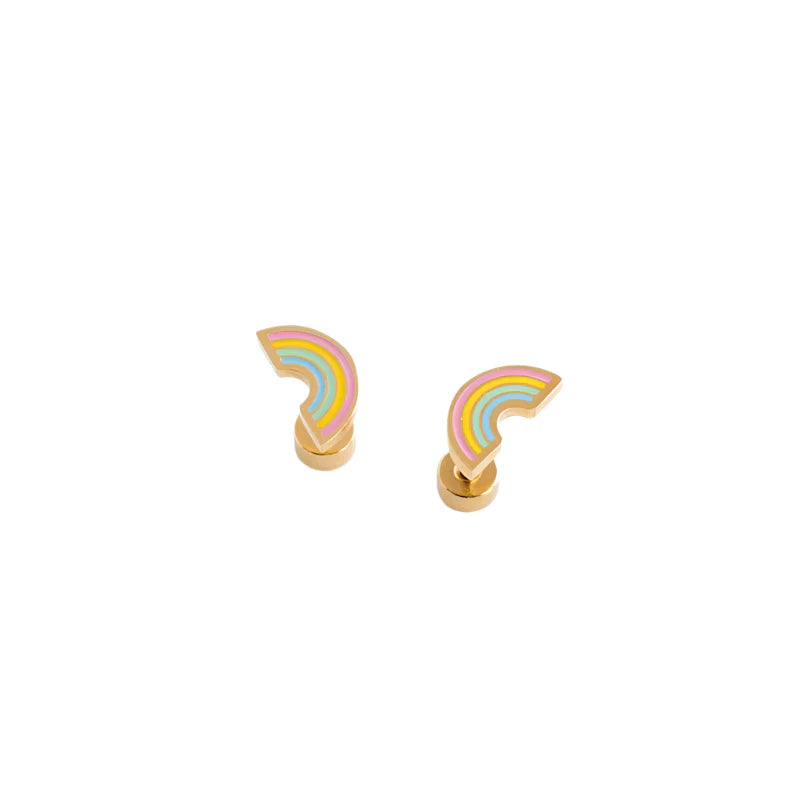 Pastel Rainbow Gold Stud Earrings - Pip Pop Post