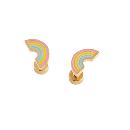 Pastel Rainbow Gold Stud Earrings - Pip Pop Post